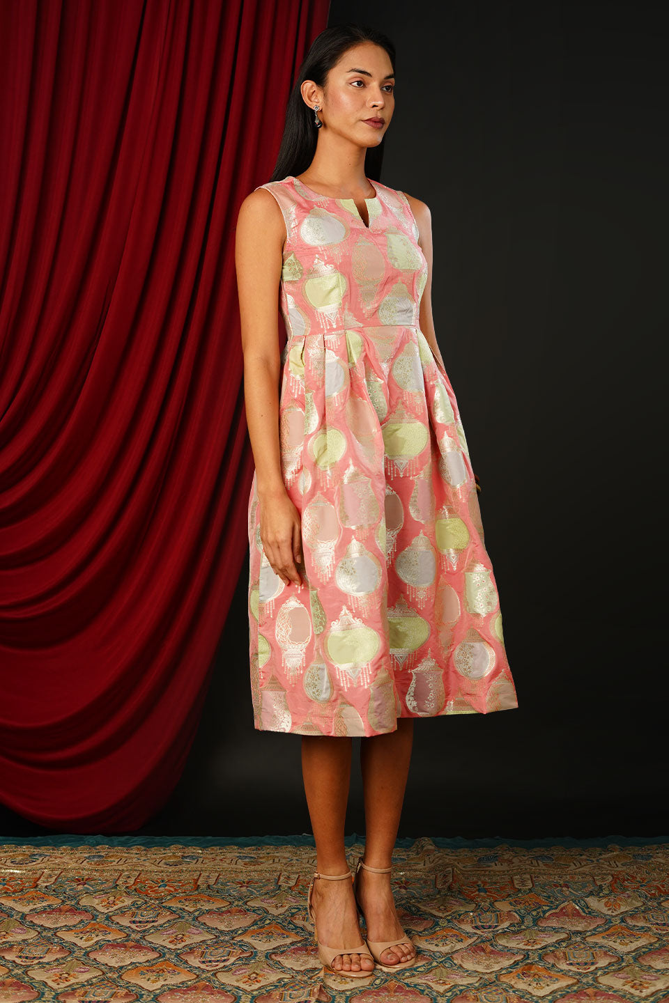 Brocade Coral Dress