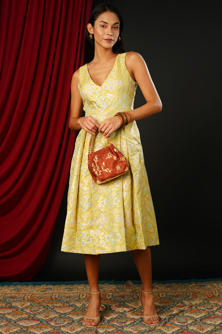 Brocade Lemon Dress