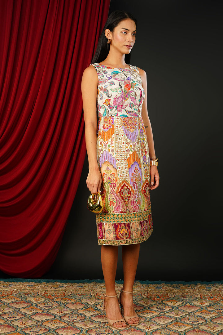 Brocade Ivory Paisley Dress