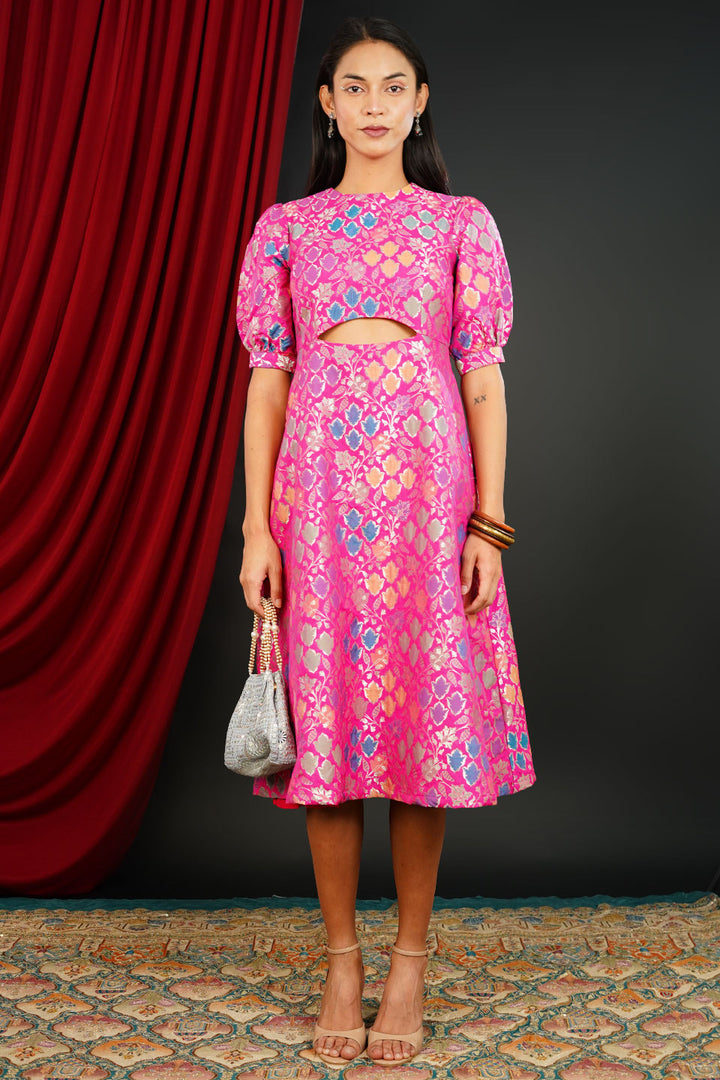 Brocade Fuchsia Dress