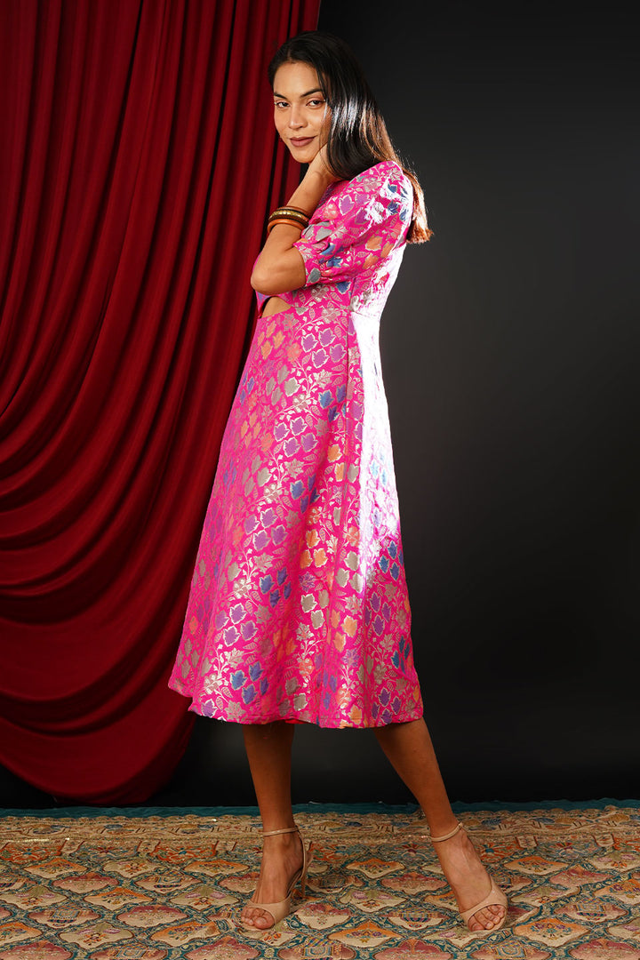 Brocade Fuchsia Dress