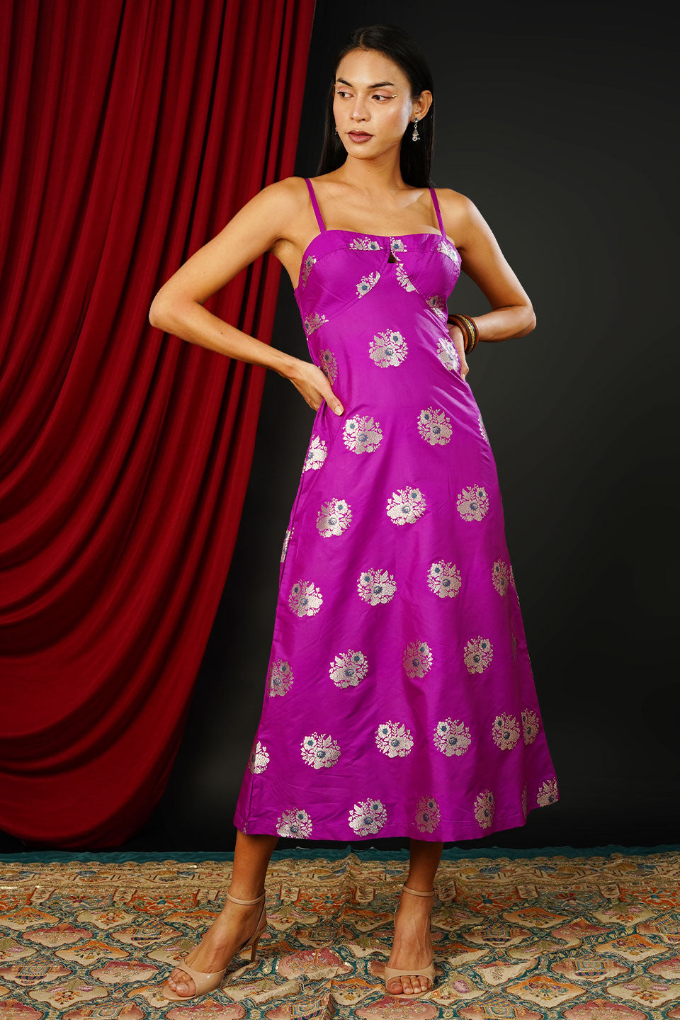 Brocade Magenta Dress