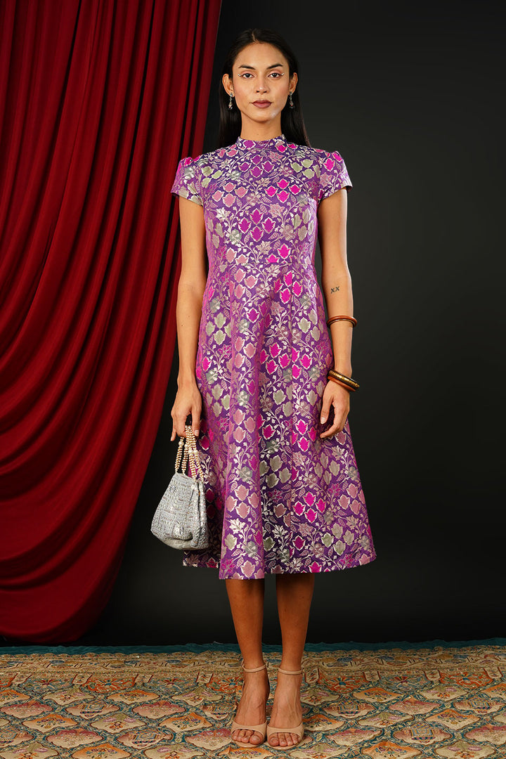 Brocade Violet Dress
