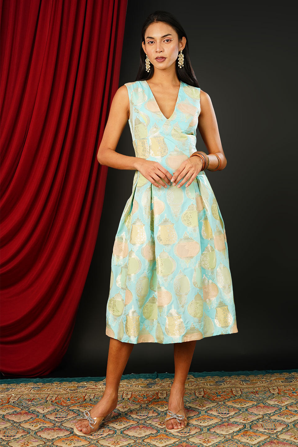 Brocade Aqua Dress
