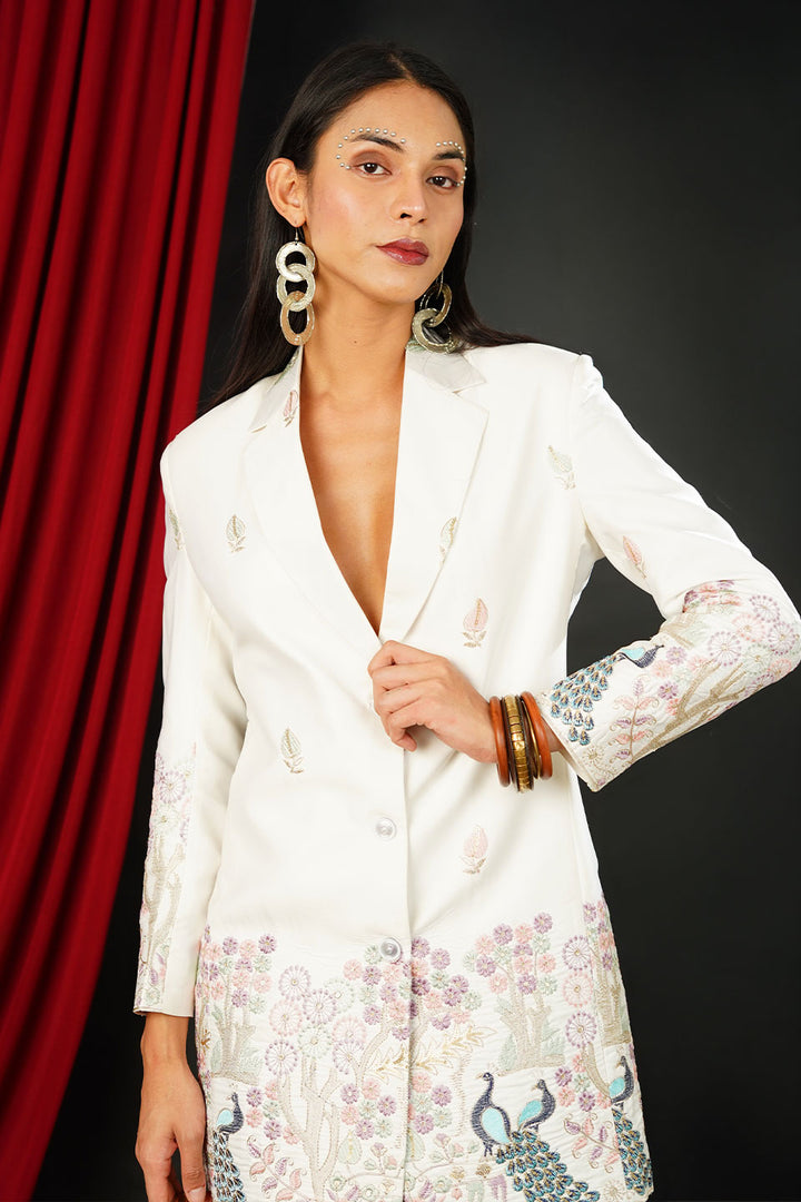 Brocade Ivory Blazer Dress