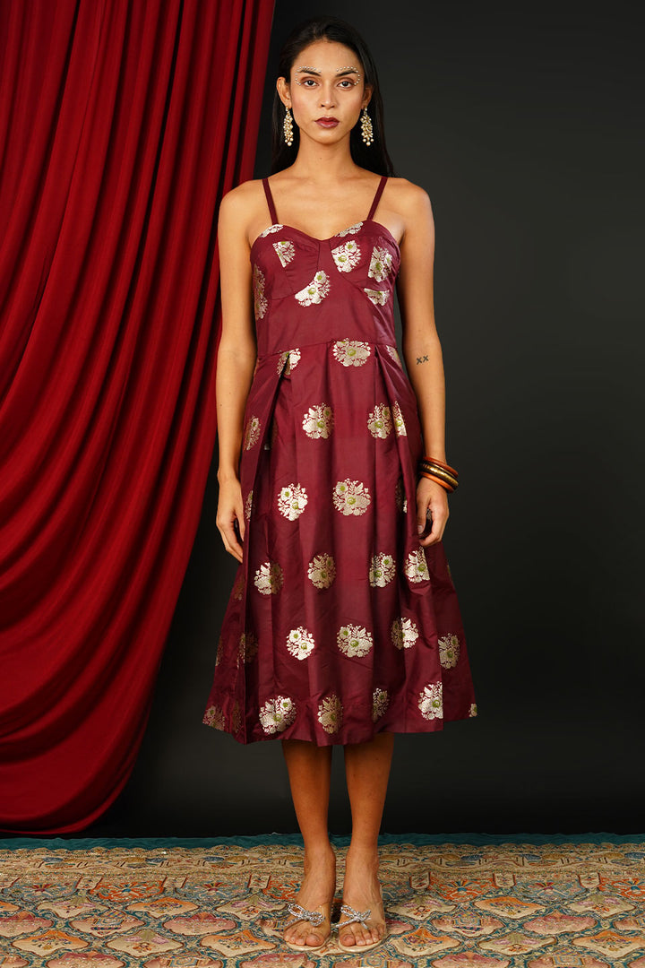 Brocade Burgundy Dress