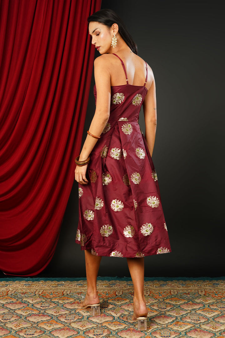 Brocade Burgundy Dress