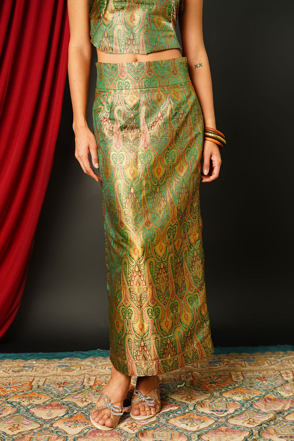 Brocade Emerald Gold Suit Set