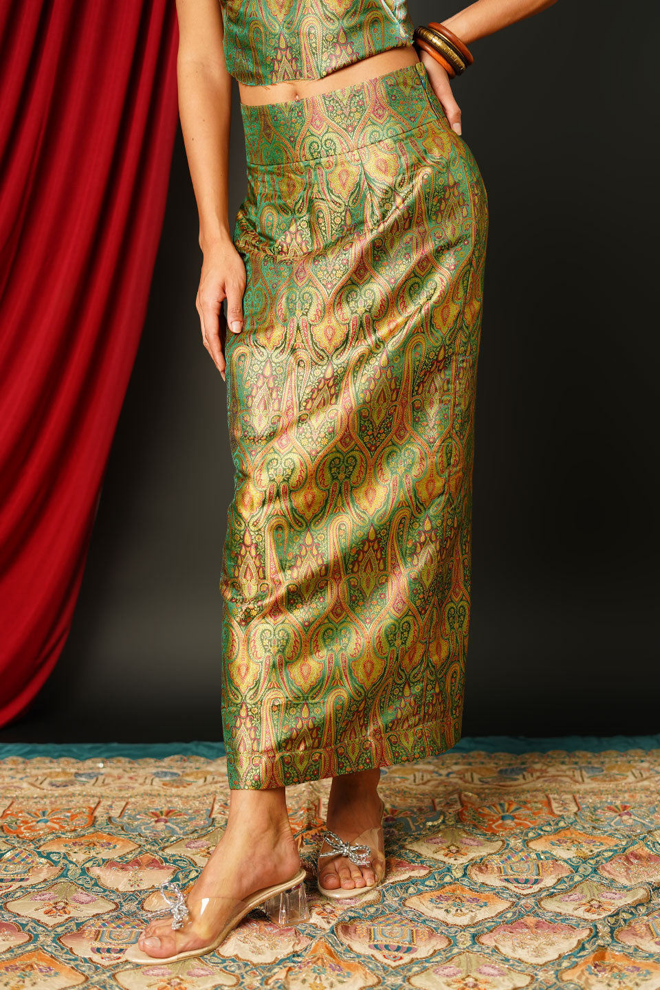 Brocade Emerald Gold Suit Set