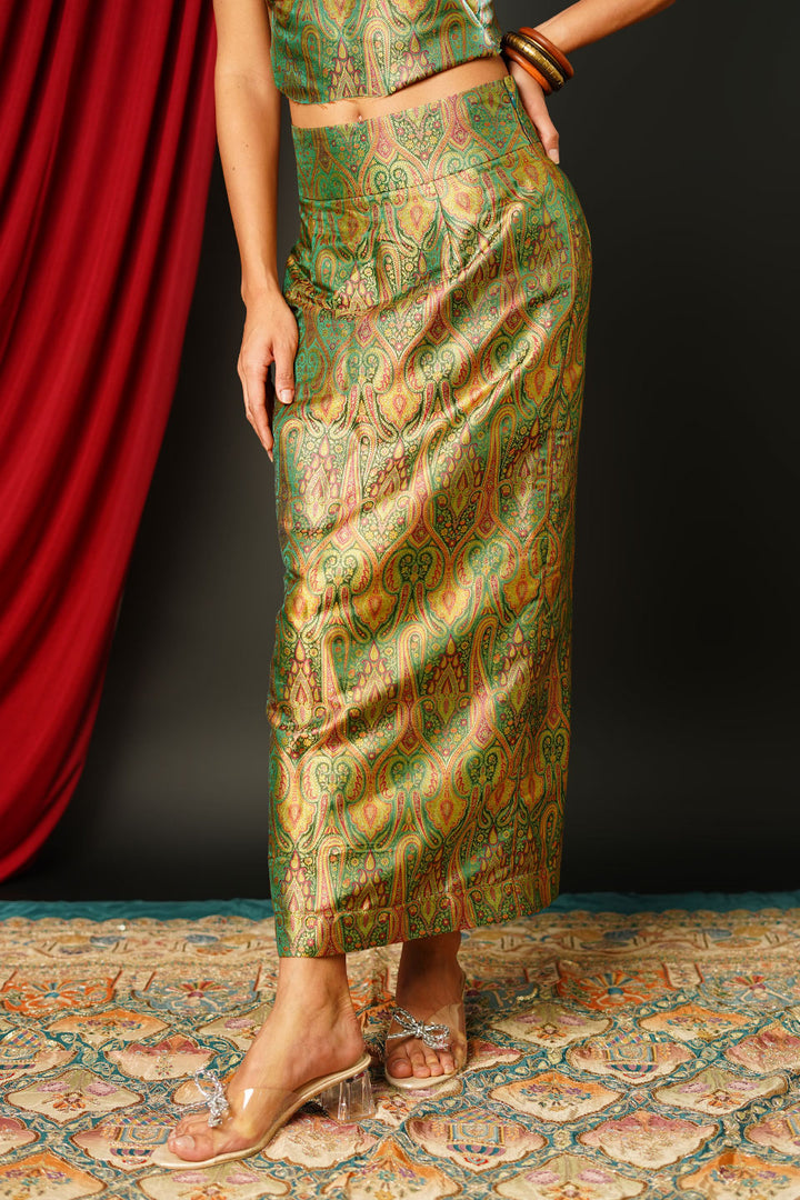 Brocade Emerald Gold Suit Set
